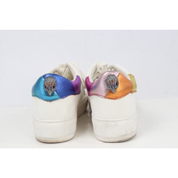 Kurt Geiger London Laney Eagle White Leather Sneakers Size 39 Metallic Rainbow - Picture 11 of 16